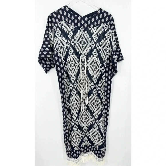 NEW Tory Burch Beatrice Dress Tapestry Geo Caftan Fringe Size 4 B473 - Picture 4 of 7